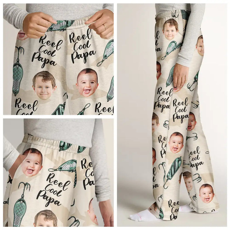 Gift For Grandpa, Gift For Father - Custom Photo Reel Cool Dad Papa - Personalized Pajama Pants