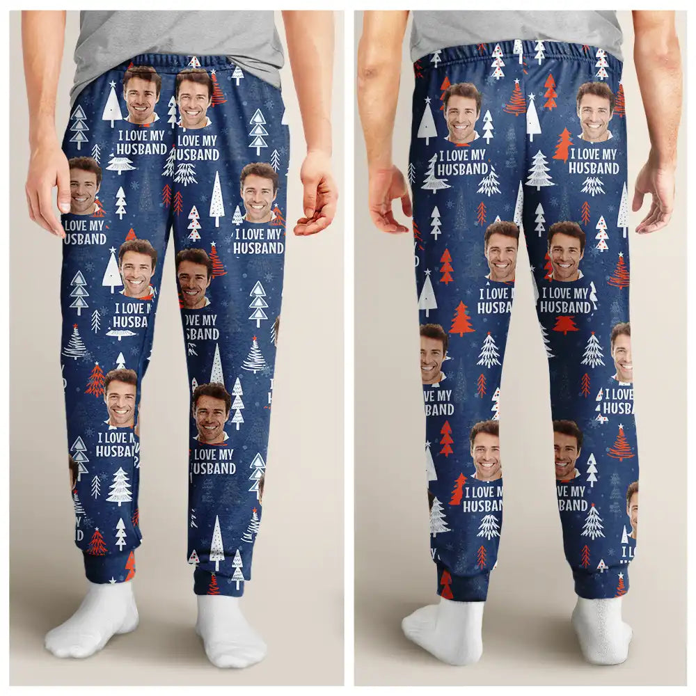 Gift For Wife, Girlfriend - Custom Photo I Love My Wife - Personalized Pajama Pants