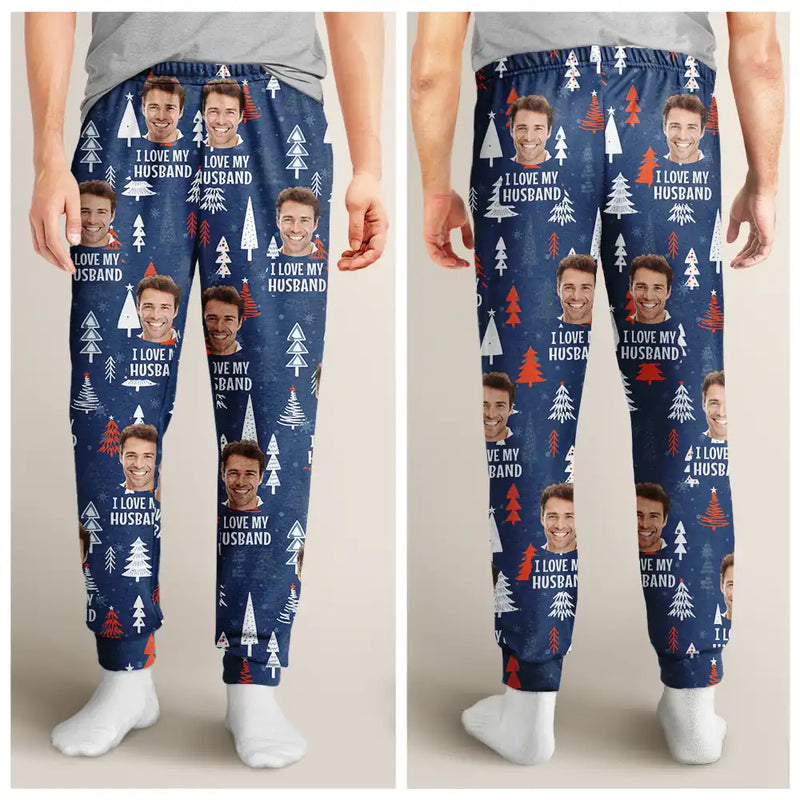 Gift For Wife, Girlfriend - Custom Photo I Love My Wife - Personalized Pajama Pants