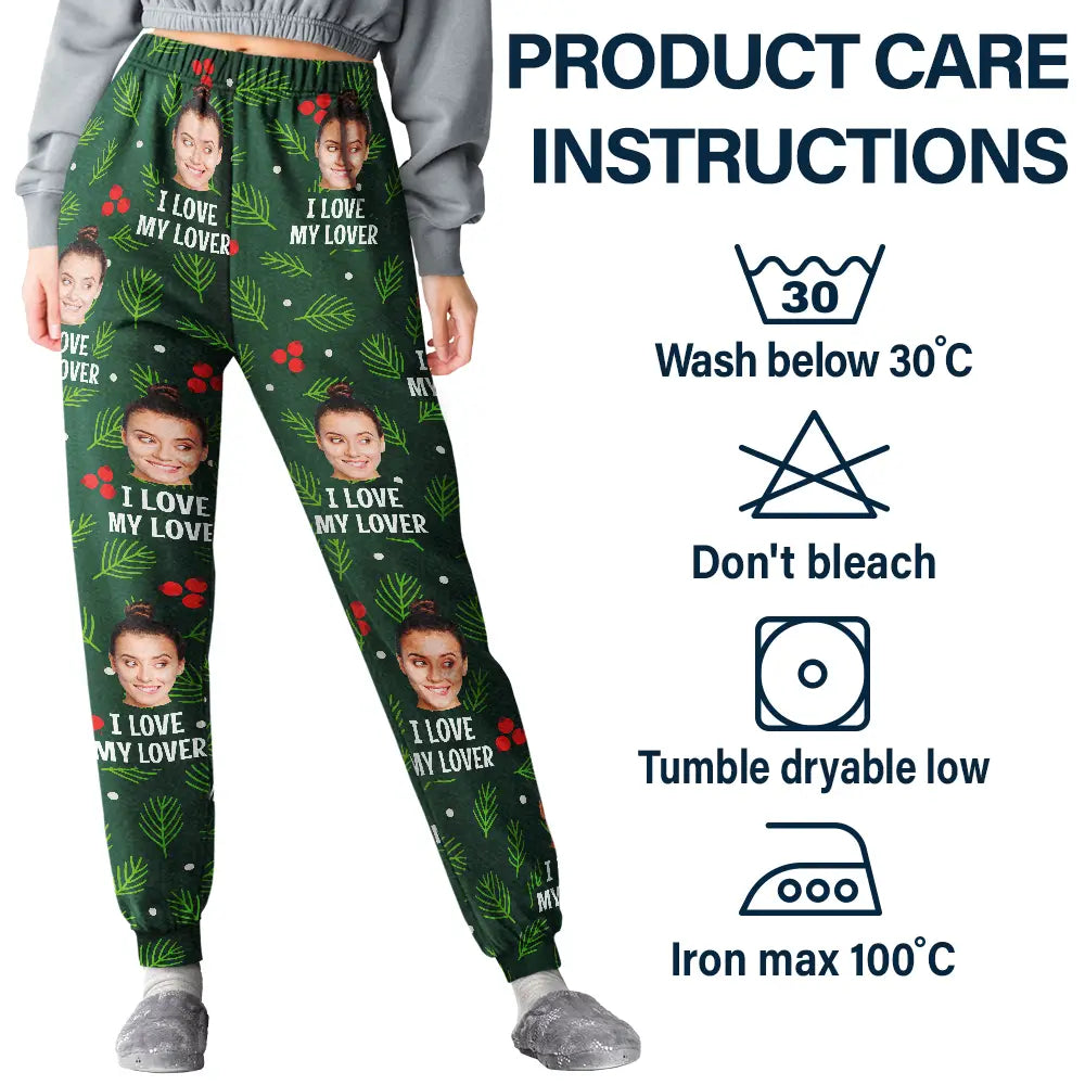 Gift For Wife, Girlfriend - Custom Photo I Love My Wife - Personalized Pajama Pants