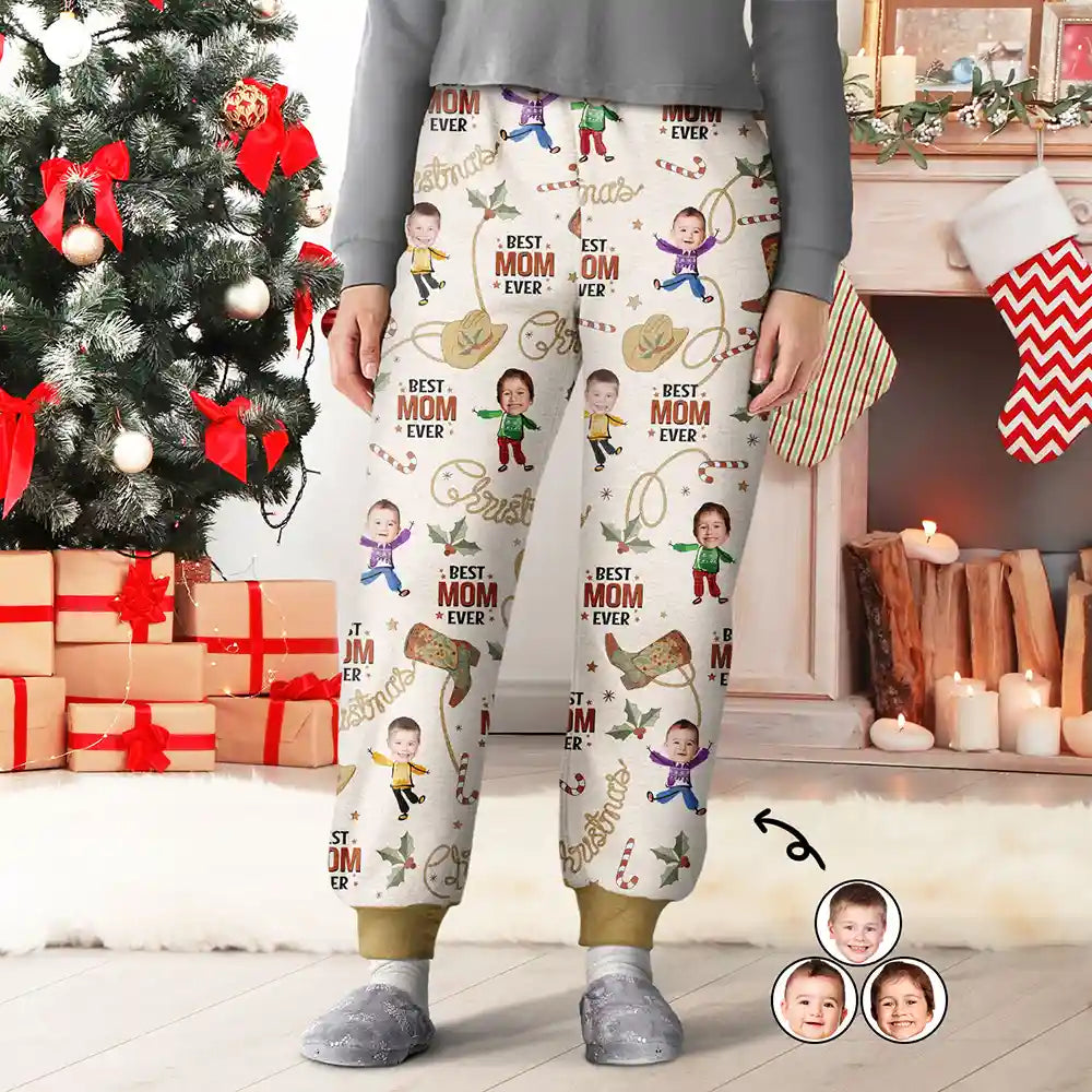 Custom Photo Western Christmas Best Mom Dad - Personalized Sweatpants