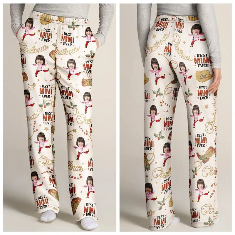Gift For Father, Gift For Mother - Custom Photo Western Christmas Best Mom Dad - Personalized Pajama Pants