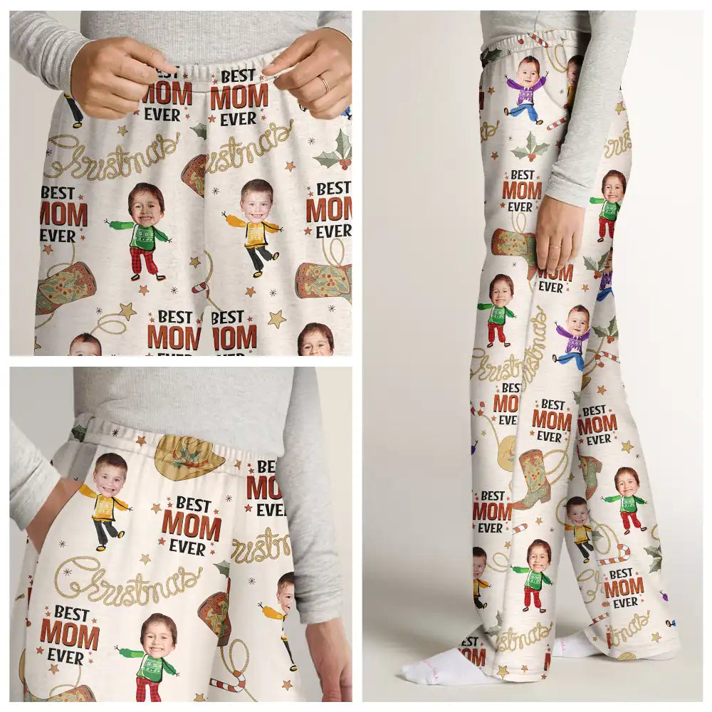 Gift For Father, Gift For Mother - Custom Photo Western Christmas Best Mom Dad - Personalized Pajama Pants