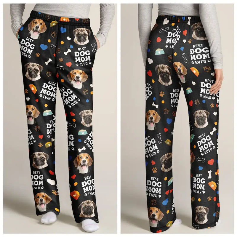 Custom Photo,Pet Lovers,Pet Mom,Pet Dad,Funny - Custom Photo Best Dog Mom Dog Dad - Personalized Pajama Pants