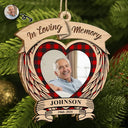 Memorial - Custom Photo In Loving Memory Memorial - Personalized Custom Shaped Wooden Ornament
