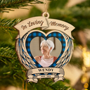 Memorial - Custom Photo In Loving Memory Memorial - Personalized Custom Shaped Wooden Ornament