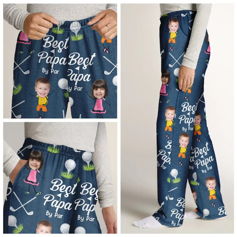 Golf, Gift For Father, Gift For Grandpa - Custom Photo Best Dad By Par - Personalized Pajama Pants