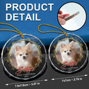 Pet Lovers - Custom Photo First Christmas Pet - Personalized Circle Glass Ornament
