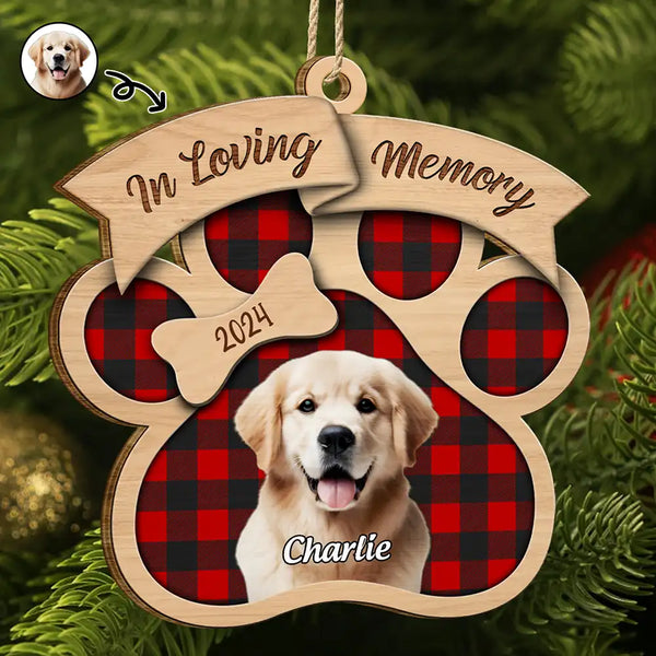 Christmas,Custom Photo,Memorial,Pet Lovers,Sad - Custom Photo In Loving Memory Pet - Personalized Custom Shaped Wooden Ornament