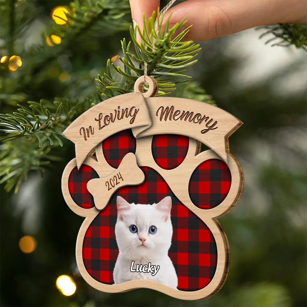 Christmas,Custom Photo,Memorial,Pet Lovers,Sad - Custom Photo In Loving Memory Pet - Personalized Custom Shaped Wooden Ornament