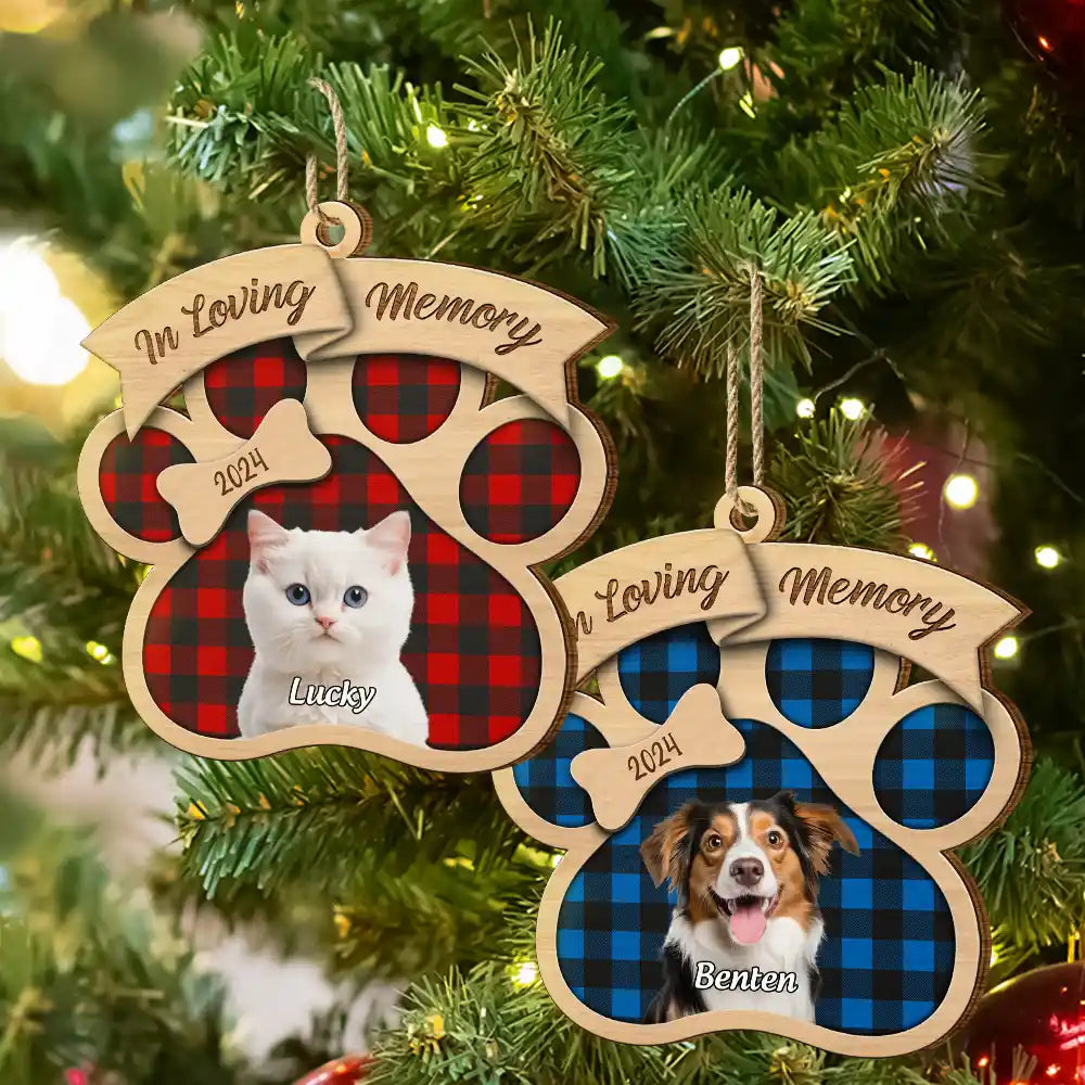 Christmas,Custom Photo,Memorial,Pet Lovers,Sad - Custom Photo In Loving Memory Pet - Personalized Custom Shaped Wooden Ornament