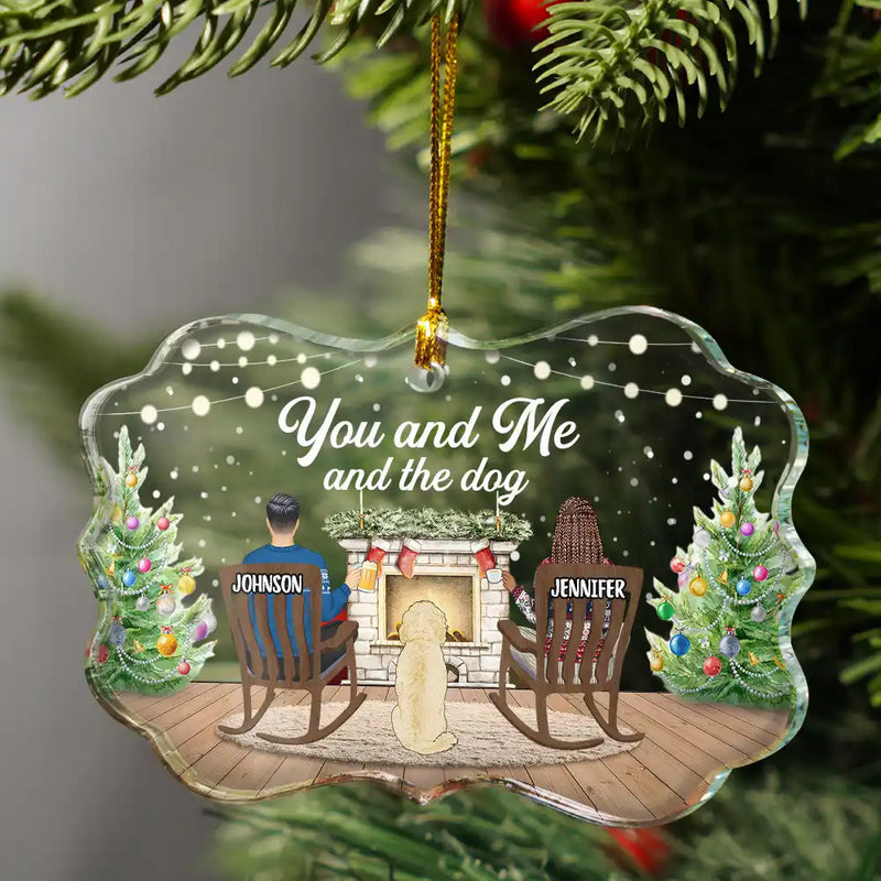 Christmas,Pet Couple,Happy - You And Me And The Fur Babies - Personalized Medallion Glass Ornament