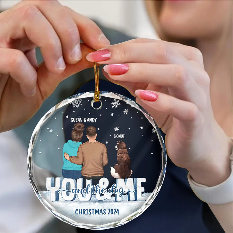 Couple, Dog Couple - You And Me And The Dogs - Personalized Circle Glass Ornament