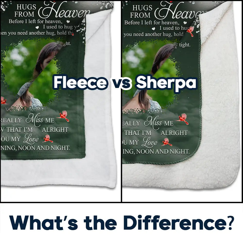 Memorial - Custom Photo A Hug From Heaven - Personalized Fleece Blanket, Sherpa Blanket