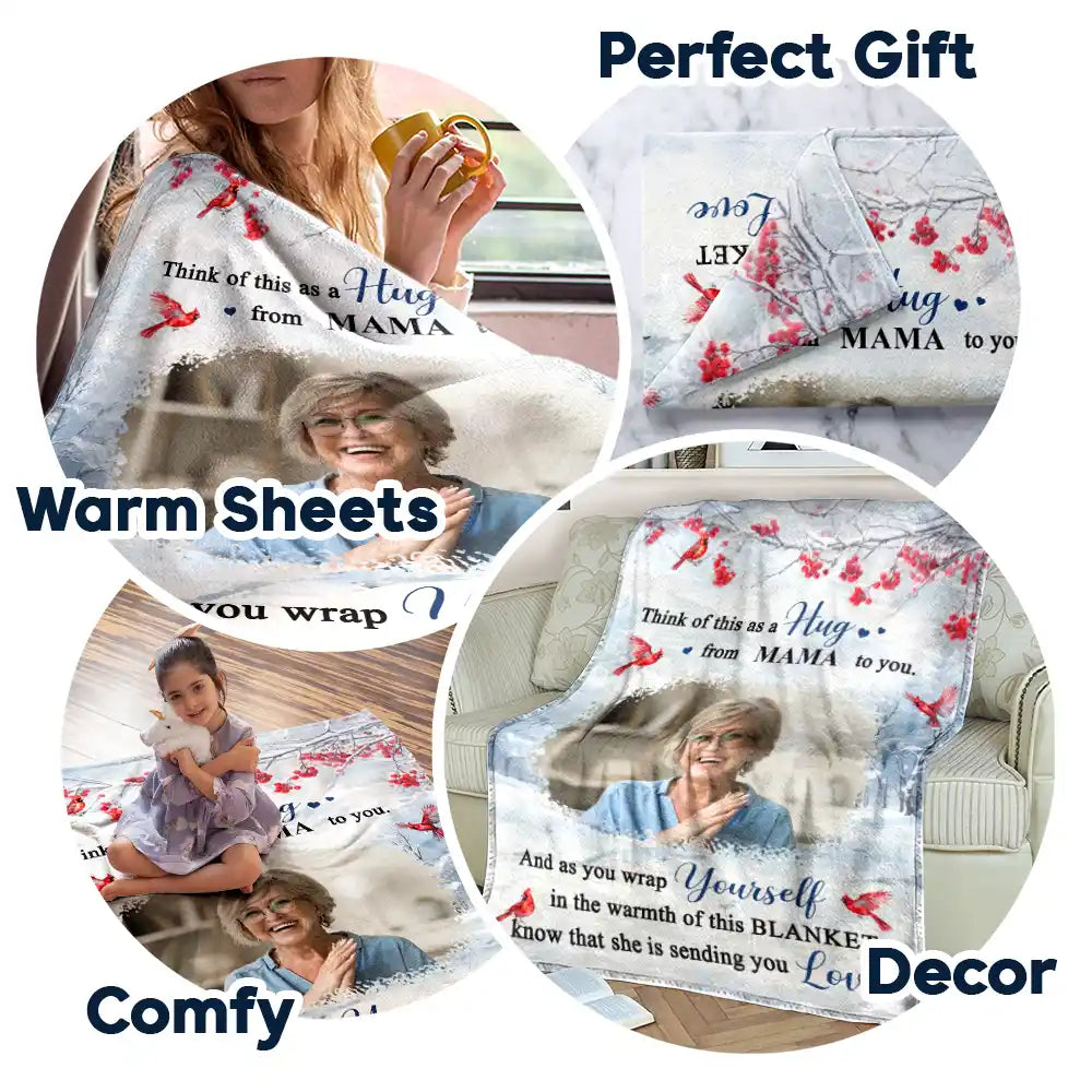 Memorial - Custom Photo Sending You Love - Personalized Fleece Blanket, Sherpa Blanket