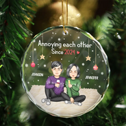 Gift For Couples, Gift For Husband, Gift For Wife, Gift For Boyfriend, Gift For Girlfriend - I'm Yours No Returns Or Refunds Cartoon - Personalized Glass Ornament