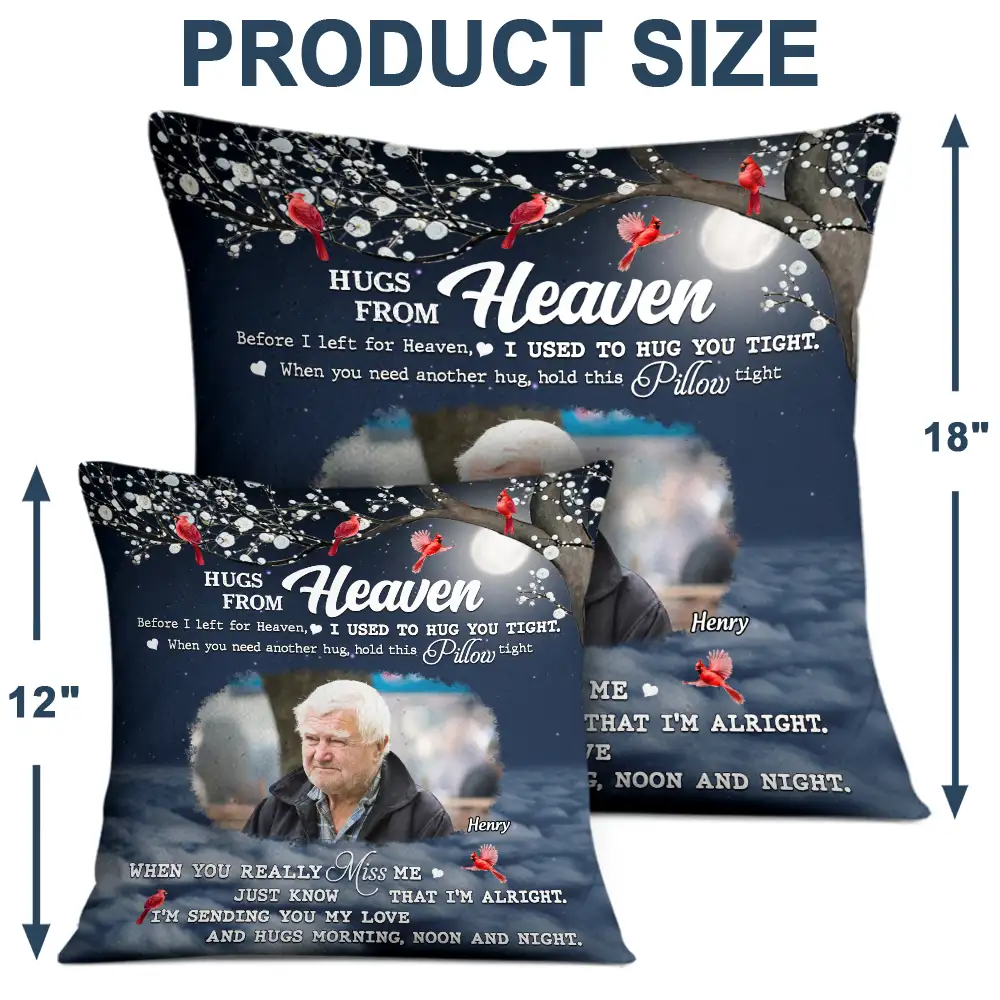 Memorial,Sad,Custom Photo - Custom Photo Sending You My Love Memorial - Personalized Pillow