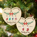 Family - First Christmas As A Family Of Four Stocking - Personalized Custom Shaped Wooden Ornament