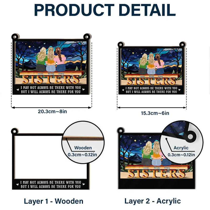 Gift For Sisters,Gift For Sibling,Happy - Side By Side Or Far Apart - Personalized Window Hanging Suncatcher Ornament