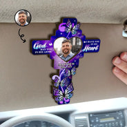 Memorial - Custom Photo God Has You In His Arms - Personalized Custom Shaped Car Visor Clip