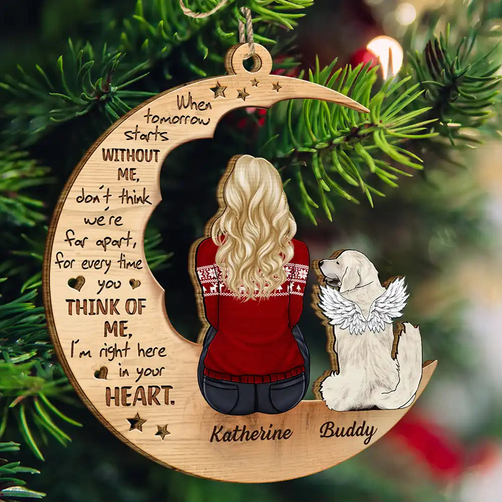 Christmas,Memorial,Pet Lovers,Dog Lovers,Cat Lovers,Sad - Christmas Pet Memorial When Tomorrow Starts Without Me - Personalized Wooden Cutout Ornament