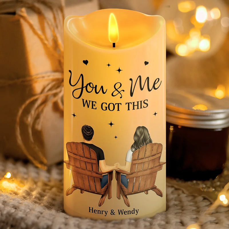 Gift For Couples, Gift For Husband, Gift For Wife, Gift For Boyfriend, Gift For Girlfriend - You & Me We Got This - Personalized Flameless LED Candle