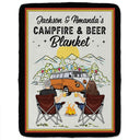 Gift For Couples, Gift For Husband, Gift For Wife, Gift For Boyfriend, Gift For Girlfriend - Campfire & Coffee Blanket Camping - Personalized Fleece Blanket, Sherpa Blanket
