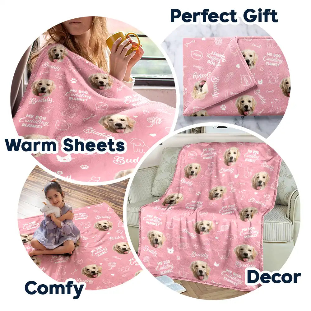 Custom Photo,Pet Lovers,Dog Lovers,Cat Lovers - Custom Photo My Cat Cuddling Blanket - Personalized Fleece Blanket, Sherpa Blanket
