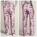 Pet Lovers, Dog Lovers, Cat Lovers - Custom Photo Peace Love Pet Face - Personalized Pajama Pants