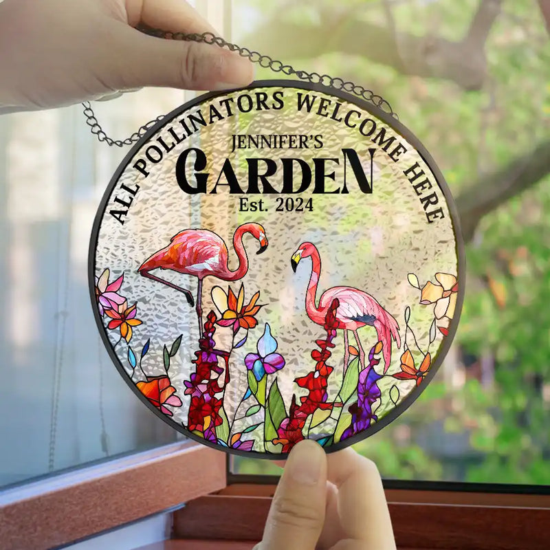 Gardening,Gift For Yourself,Gift For Women,Gift For Girlfriend,Gift For Wife,Happy - And Into The Garden I Go Hummingbird - Personalized Stained Glass Window Hanging Suncatcher