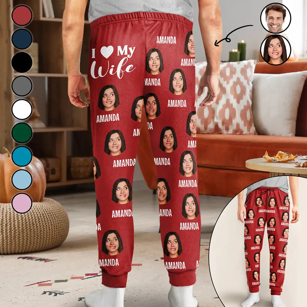 Gift For Couples, Gift For Husband, Gift For Wife, Gift For Boyfriend, Gift For Girlfriend - Custom Photo I Love My Wife Boyfriend - Personalized Pajama Pants
