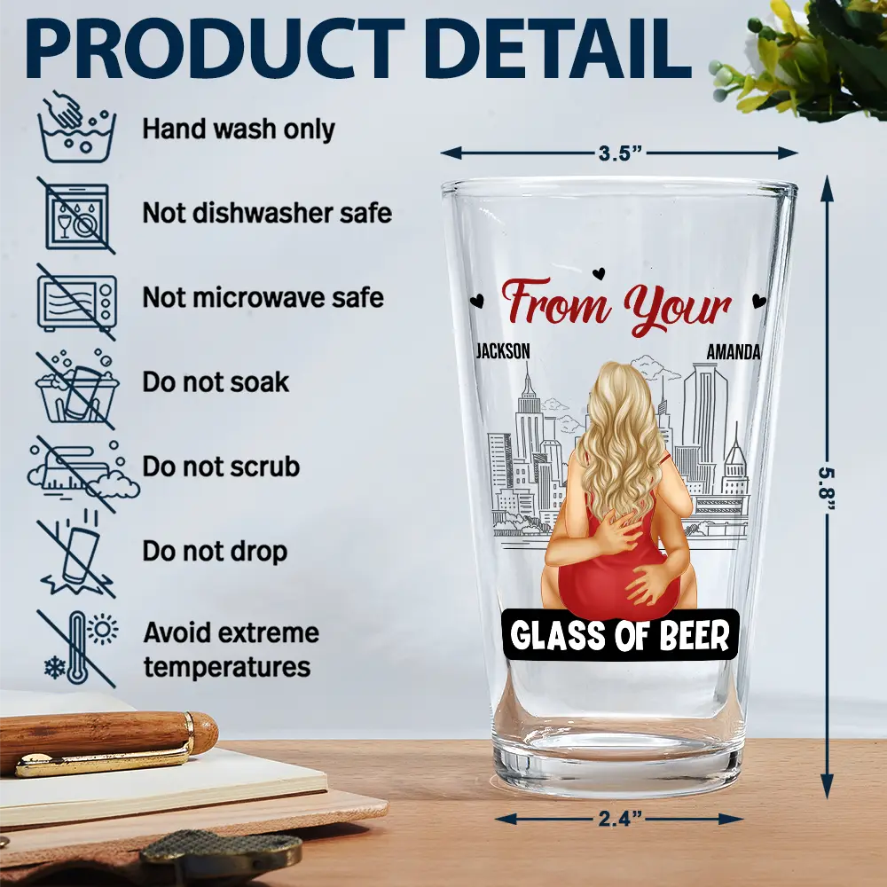 Gift For Couples, Gift For Husband, Gift For Boyfriend - Couple Glass Of Beer Always By Your Side - Personalized Beer Glass