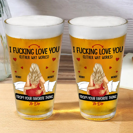 Couple qui vous aime dans tous les sens - Verre à bière personnalisé