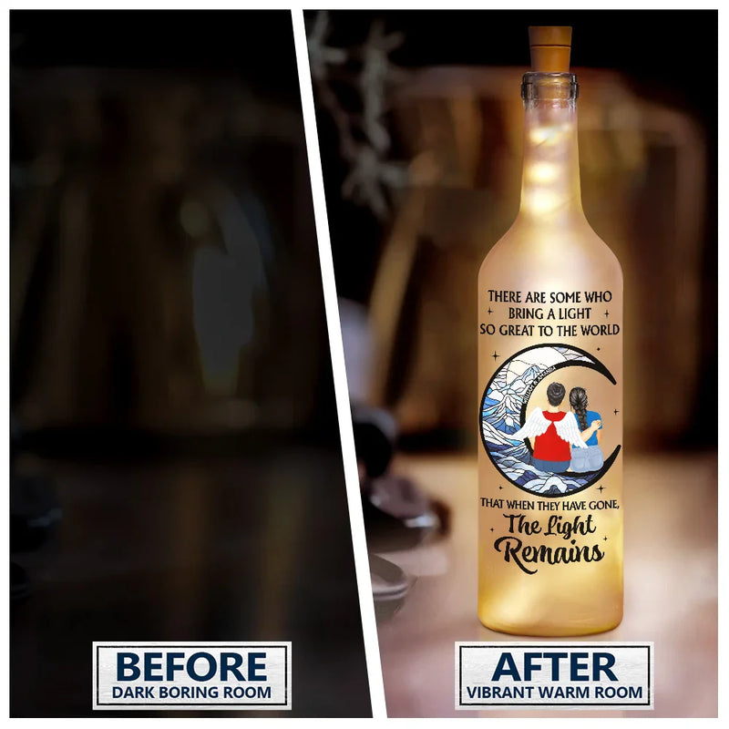 Gift For Couples,Gift For Husband,Gift For Wife,Gift For Boyfriend,Gift For Girlfriend,Gift For Mother,Gift For Father,Gift For Daughter,Gift For Son,Gift For Sibling,Gift For Sisters,Gift For Brothers,Memorial - The Light Remains - Personalized Bottle Light
