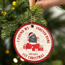 Cat Lover Christmas Forever Home - Personalized Custom Circle Ceramic Ornament
