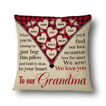 À notre grand-mère quand tu nous manques - Cadeau pour grands-parents - Oreiller personnalisé