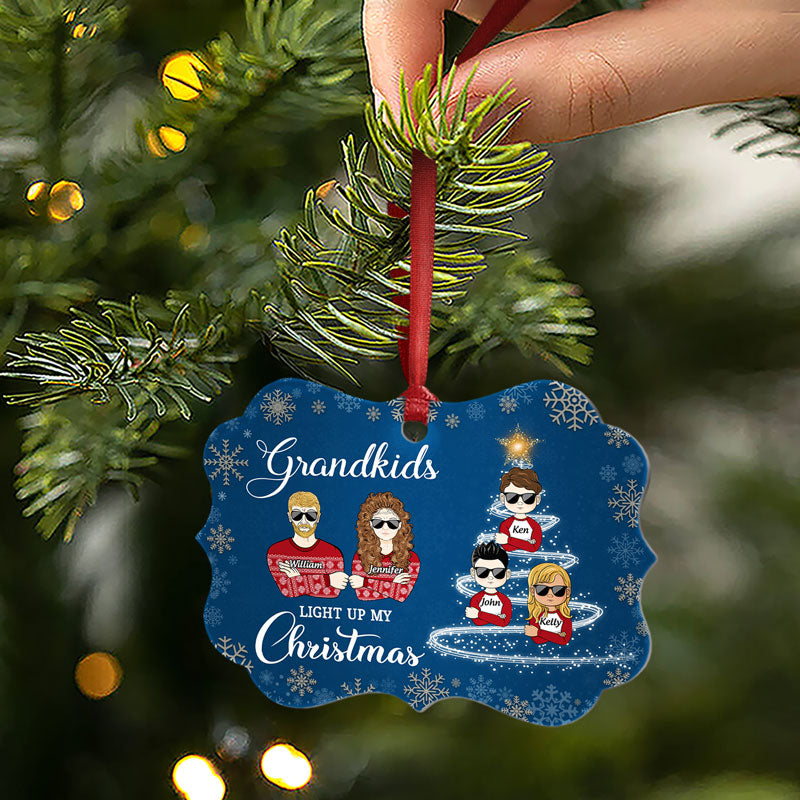 Mes petits-enfants illuminent mon Noël ! Cadeau de Noël pour grands-parents ! Décoration personnalisée en aluminium