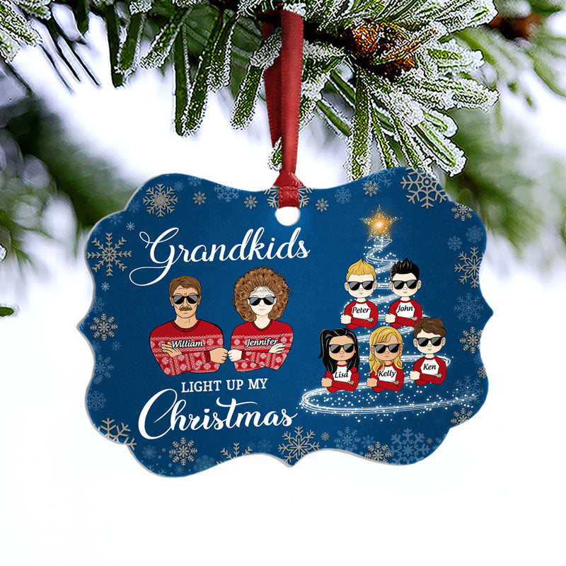 Mes petits-enfants illuminent mon Noël ! Cadeau de Noël pour grands-parents ! Décoration personnalisée en aluminium