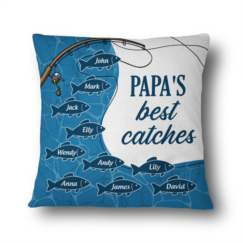 Dad Grandpa Best Catches - Gift For Family - Personalized Custom Pillow