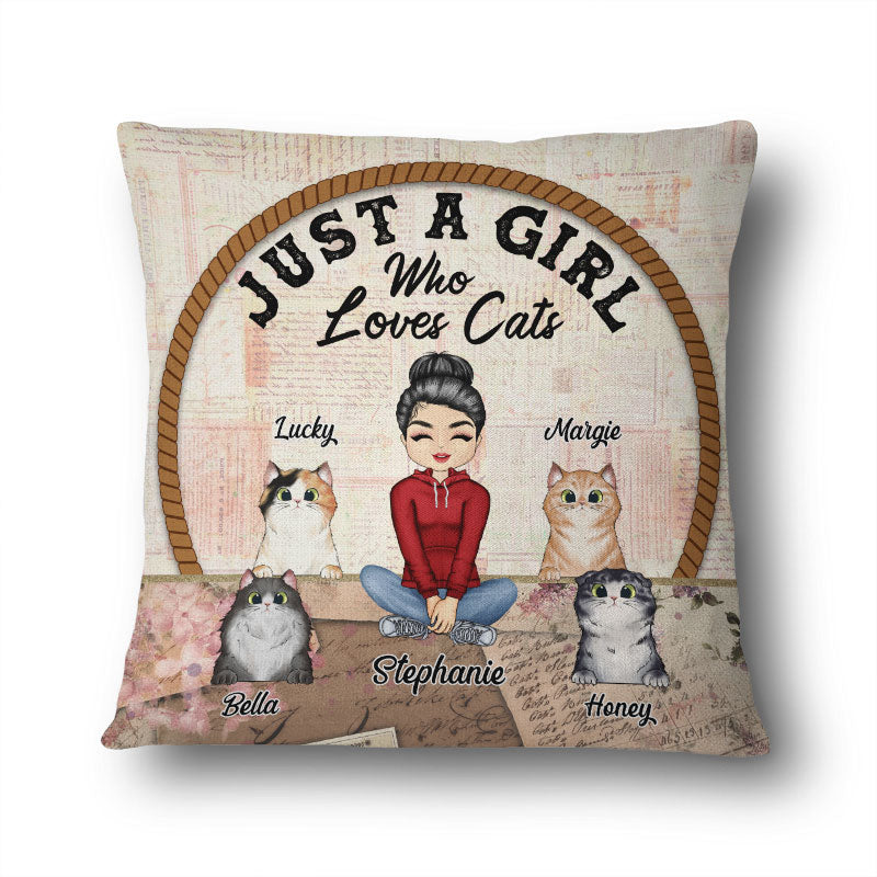 Maman Chat Juste une Fille - Cadeau pour les amoureux des chats - Oreiller personnalisé