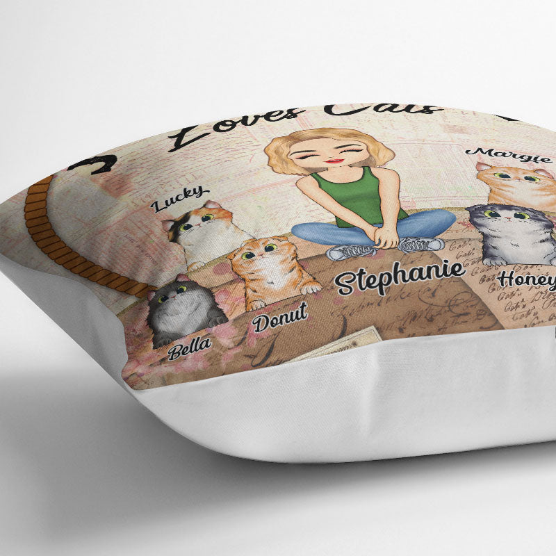 Cat Mom Just A Girl - Gift For Cat Lovers - Personalized Custom Pillow