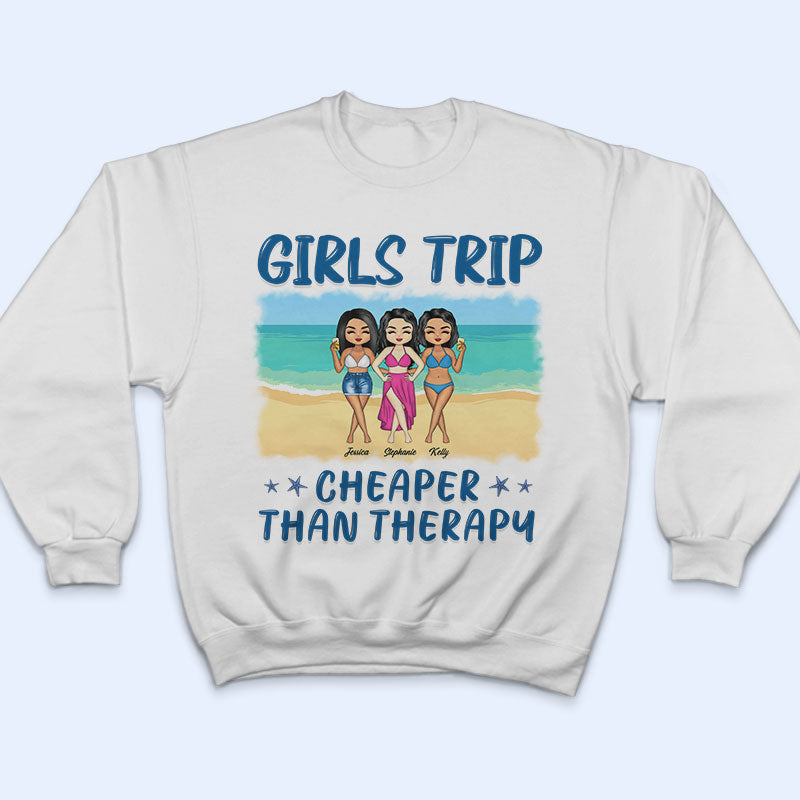 Voyage entre filles Chibi moins cher qu'une thérapie - Cadeau pour meilleure amie - T-shirt personnalisé