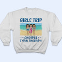 Voyage entre filles Chibi moins cher qu'une thérapie - Cadeau pour meilleure amie - T-shirt personnalisé