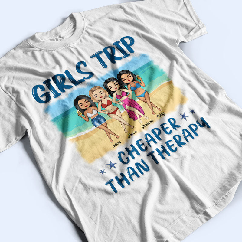 Voyage entre filles Chibi moins cher qu'une thérapie - Cadeau pour meilleure amie - T-shirt personnalisé