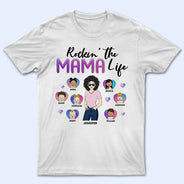T-shirt personnalisé « Family Rockin' The Mama Life » - Cadeau pour maman