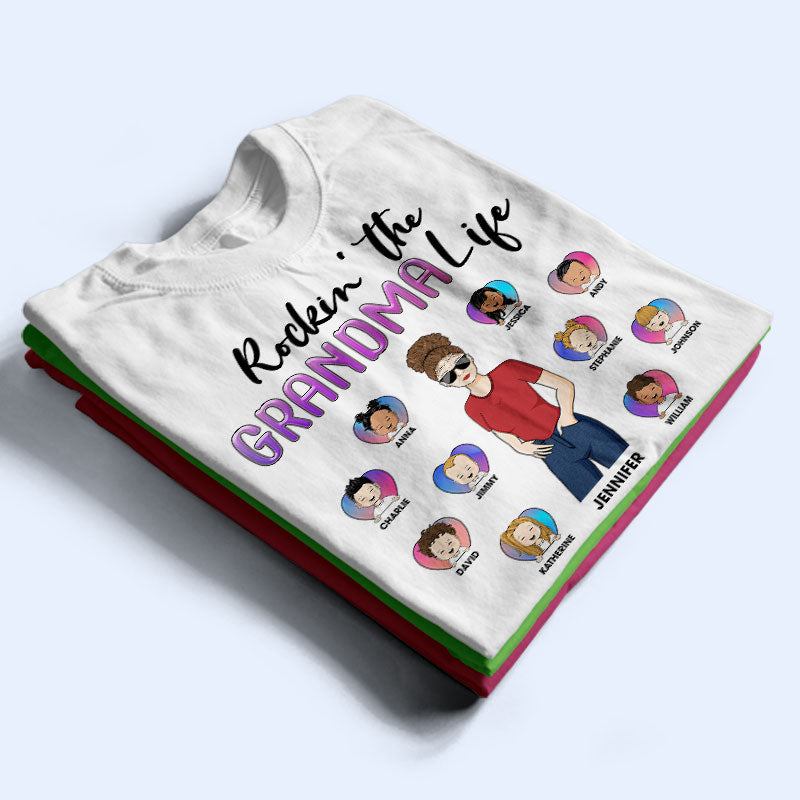 T-shirt personnalisé « Family Rockin' The Mama Life » - Cadeau pour maman