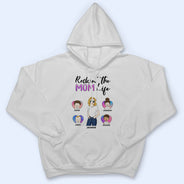 T-shirt personnalisé « Family Rockin' The Mama Life » - Cadeau pour maman
