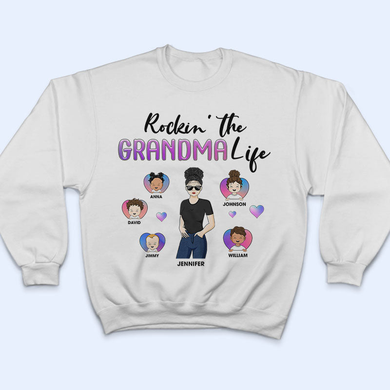 T-shirt personnalisé « Family Rockin' The Mama Life » - Cadeau pour maman