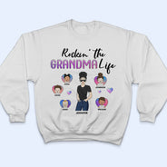 T-shirt personnalisé « Family Rockin' The Mama Life » - Cadeau pour maman