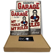 Daddy's Garage My Tools My Rules - Garage Signs - Personalized Custom Classic Metal Signs